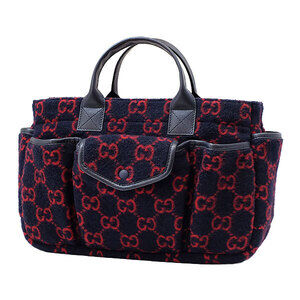 GUCCI Handbag GG Wool Navy Blue Red Fall Winter